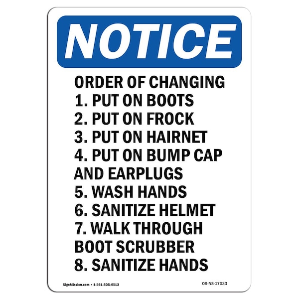 OSHA Sign, Order Changing Put On Boots, 5in X 3.5in, 10PK, 3.5" W, 5" H, Portrait, PK10